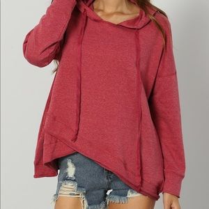 Red drawstring hoodie